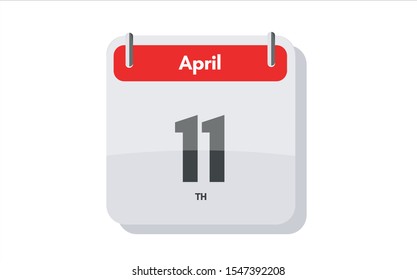 April 11th calendar icon. Day 11 of month. Vector icon illustration.