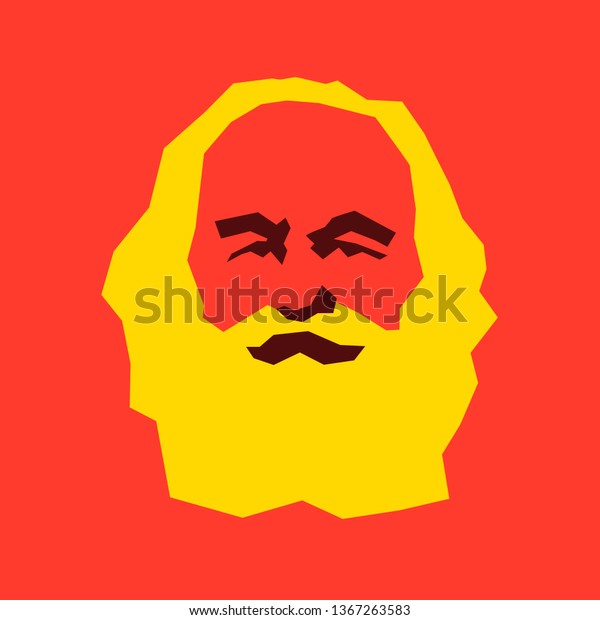 April 12, 2019: Portrait of Karl Marx - socialist and\
communist thinker of socialism and communism. Gaphic style of\
stencil art