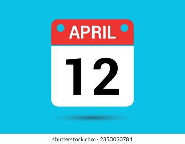 12 de abril Fecha del calendario Icono plano Día 12 Ilustración vectorial