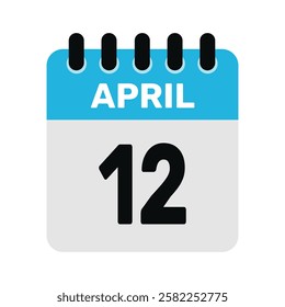 april 12 calendar date icon Vector design Illustration Background.