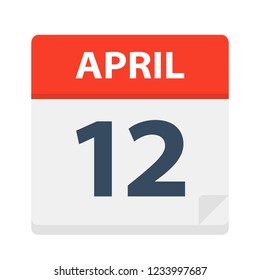 April 12 - Calendar Icon - Vector Illustration