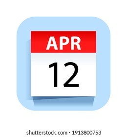 12 de abril. Icono de calendario. Ilustración vectorial.