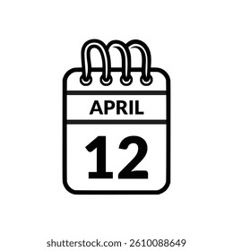 April 12 Calendar icon vector illustration.
