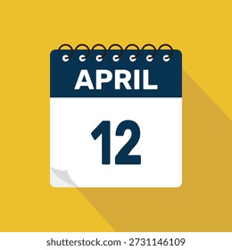 april 12 calendar icon vector illustration with design