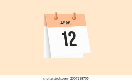 April 12 - calendar and Time planner. Daily Calendar Icon reminder. Vector Illustration.