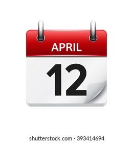 April 12. Vector flat daily calendar icon. Date and time, day, month. Holiday.