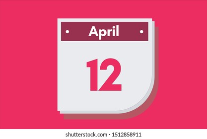 April 12th calendar icon. Day 12 of month. Vector illustration.