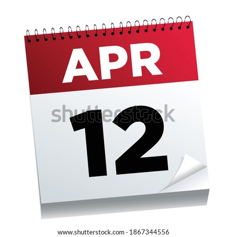 April 12th on a calendar page - illustrated. 