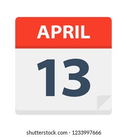 April 13 - Calendar Icon - Vector Illustration