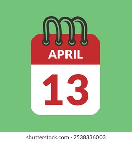 13 de abril Ícone calendário ilustração vetorial.