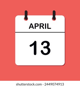 April 13. Daily Calendar icon for design. Simple design for business brochure, flyer, print media, advertisement. Easily editable.