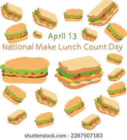 April 13 is National Make Lunch Count Day Vector illustration. 