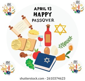 april 13 is Passover Day vector illustration. Good for banner, poster, greeting card, party card, invitation, template, advertising, campaign, and social media.
