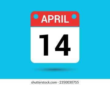 April 14 Calendar Date Flat Icon Day 14 Vector Illustration
