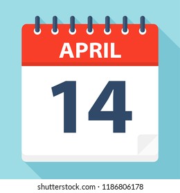 April 14 - Calendar Icon - Vector Illustration