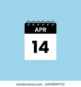 April 14  calendar reminder. 14th April Date Month calendar icon design template.