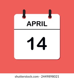 April 14. Daily Calendar icon for design. Simple design for business brochure, flyer, print media, advertisement. Easily editable.