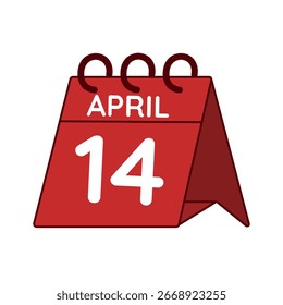 14 de abril vetor do calendário da mesa no fundo branco
Ícone simples de calendário vermelho vetorial