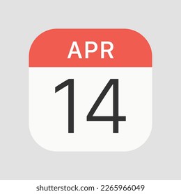 April 14 icon isolated on background. Calendar symbol modern, simple, vector, icon for website design, mobile app, ui. Vector Illustration