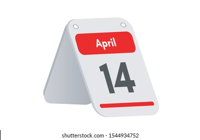 April 14th calendar icon. Day 14 of month. Vector illustration.