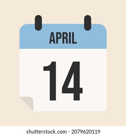 14 de abril calendario simple, vector