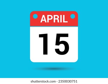 April 15 Calendar Date Flat Icon Day 15 Vector Illustration