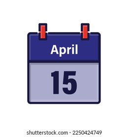 April 15, Calendar icon. Day, month. Meeting appointment time. Event schedule date. Flat vector illustration.
