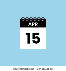 April 15  calendar reminder. 15th April Date Month calendar icon design template.