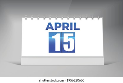 April 15, Desk Calendar Design Template. Single Date Calendar Design.