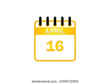 April 16 Calendar Icon – Event Reminder, Date Planner, Schedule