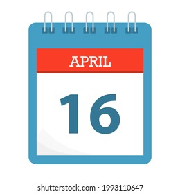 April 16 - Calendar Icon - Calendar template - Business vector illustration. 