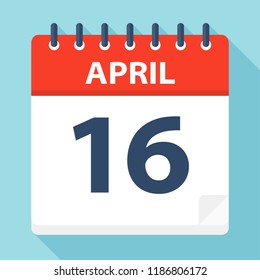 April 16 - Calendar Icon - Vector Illustration
