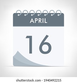 April 16 - Calendar Icon - Vector Illustration. Gray calendar.