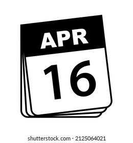 April 16. Calendar Icon. Vector Illustration.