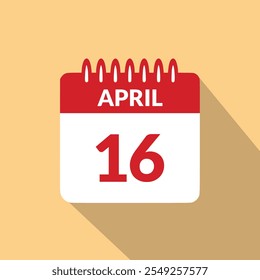 16 de abril Ícone calendário ilustração vetorial.