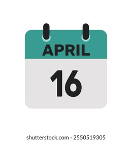 16 de abril ícone do calendário vetor papel planejamento design ilustração fundo