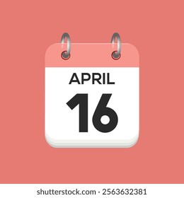 April 16 - calendar and Time planner. Daily Calendar Icon reminder. Vector Illustration.