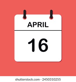 April 16. Daily Calendar icon for design. Simple design for business brochure, flyer, print media, advertisement. Easily editable.