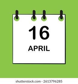 April 16. Daily Calendar icon for design. Simple design for business brochure, flyer, print media, advertisement. Easily editable.