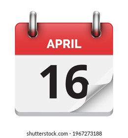 April 16 flat daily realistic calendar icon date vector image