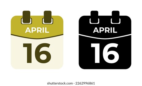 April 16 flat daily spiral calendar icon date vector illustration in matching color scheme. Suitable and perfect for design material, such as event or reminder. The best editable graphic resources.