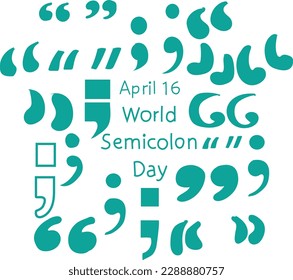 April 16 is World Semicolon Day Vector illustration. 