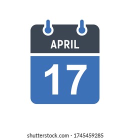April 17 Calendar Date Icon, Event Date Icon, Calendar Date, Icon Design Vector Graphic