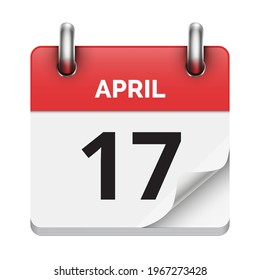 April 17 flat daily realistic calendar icon date vector image