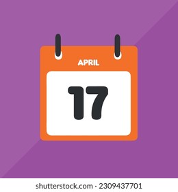17. April Vektorsymbol im Kalender Datum, Tag und Monat Vektorgrafik, bunter Hintergrund.