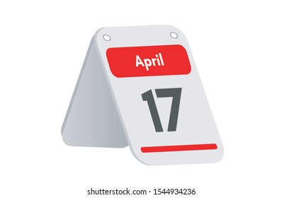 April 17th calendar icon. Day 17 of month. Vector illustration.