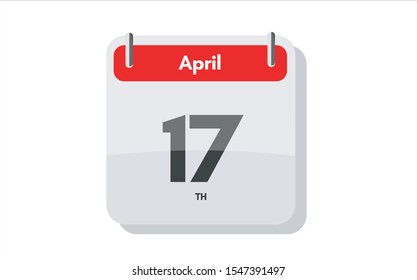 April 17th calendar icon. Day 17 of month. Vector icon illustration.