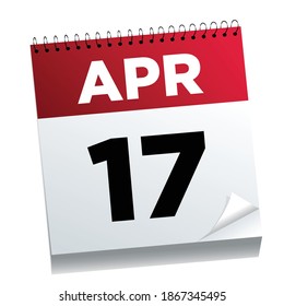 April 17th on a calendar page - illustrated. 