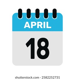 april 18 calendar date icon Vector design Illustration Background.