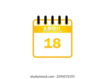 April 18 Calendar Icon – Event Reminder, Date Planner, Schedule